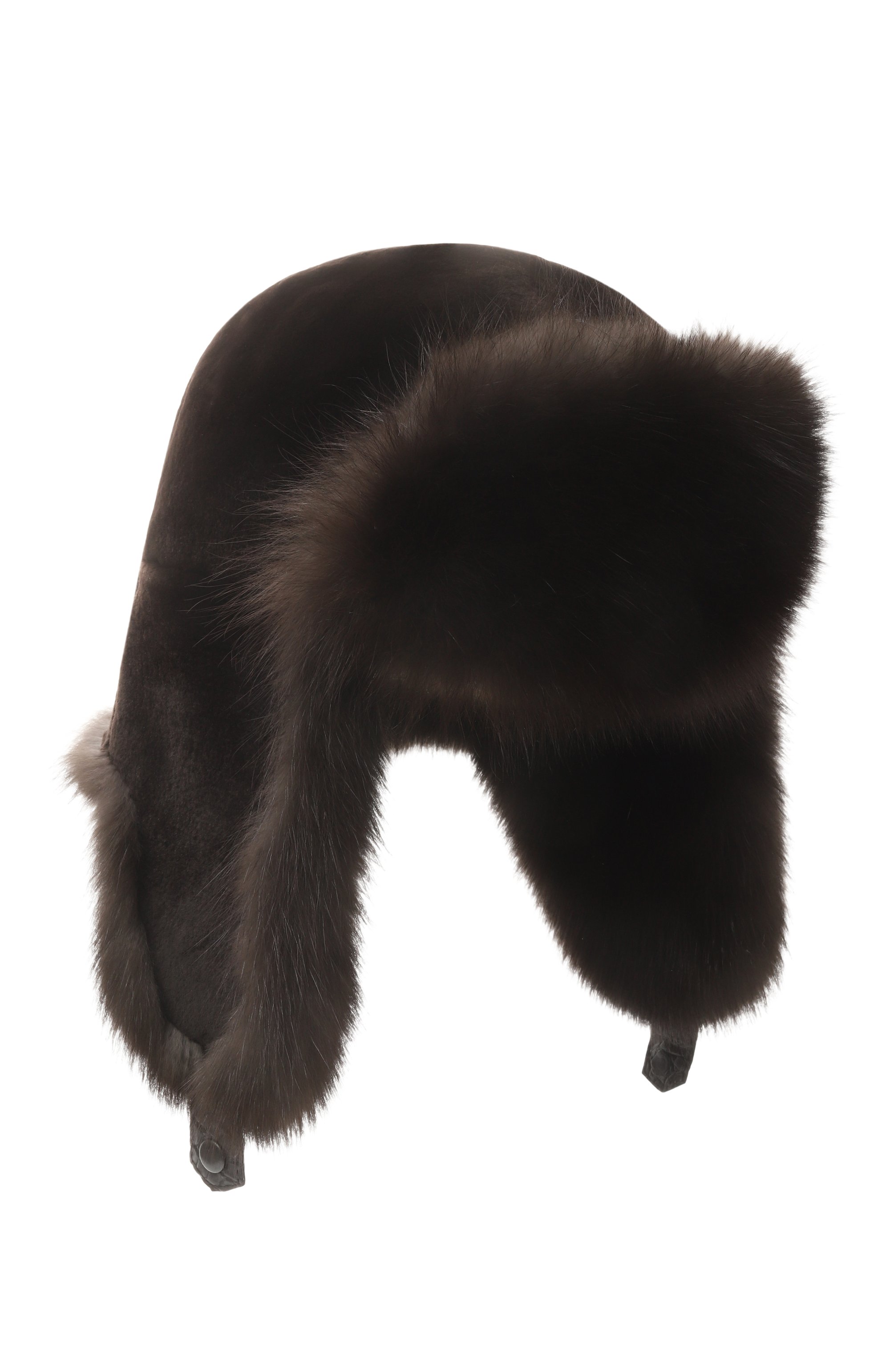 Меховая шапка-ушанка майкл из соболя и норки FURLAND темно-коричневого цвета по цене 360000 руб., арт. 0201431650004100005, фото 1 Меховая шапка-ушанка майкл из соболя и норки FURLAND, арт. 0201431650004100005, фото 1