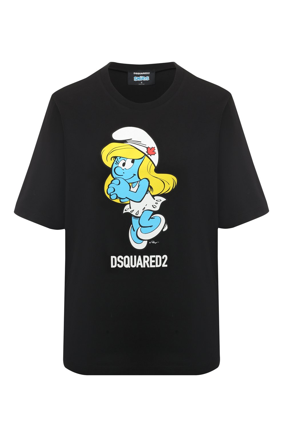 Хлопковая футболка dsquared2 x the smurfs DSQUARED2 черного цвета по цене 32750 руб., арт. S73GC0287/S24558, фото 1 Хлопковая футболка dsquared2 x the smurfs DSQUARED2, арт. S73GC0287/S24558, фото 1