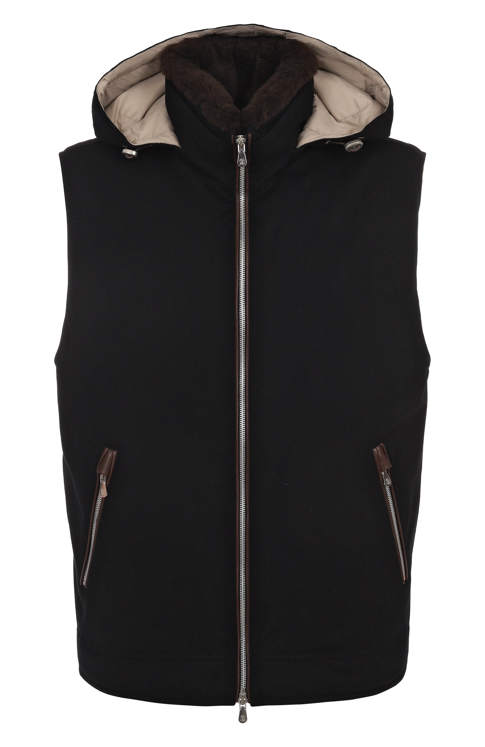 Пуховый жилет BRUNELLO CUCINELLI черного цвета по цене 615000 руб., арт. MM4701656, фото 1 Пуховый жилет BRUNELLO CUCINELLI, арт. MM4701656, фото 1