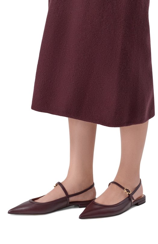Кожаные балетки Mary Jane Gianvito Rossi G95594.05RIC.VITB0UR Бордовый  G95594.05RIC.VITB0UR Фото 2