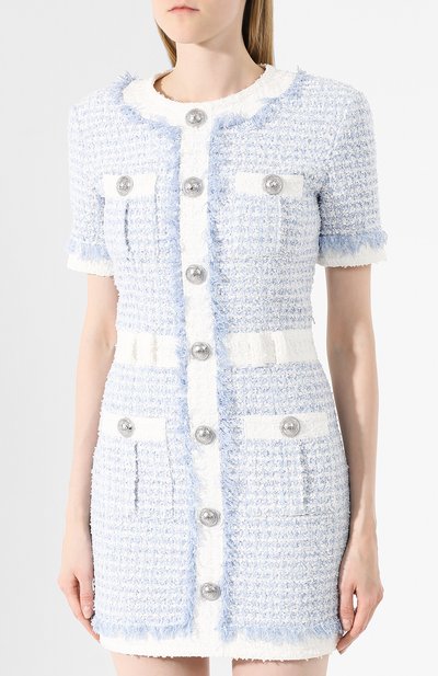 Платье BALMAIN голубого цвета по цене 322000 руб., арт. SF26150/C179, фото 3 Платье BALMAIN, арт. SF26150/C179, фото 3