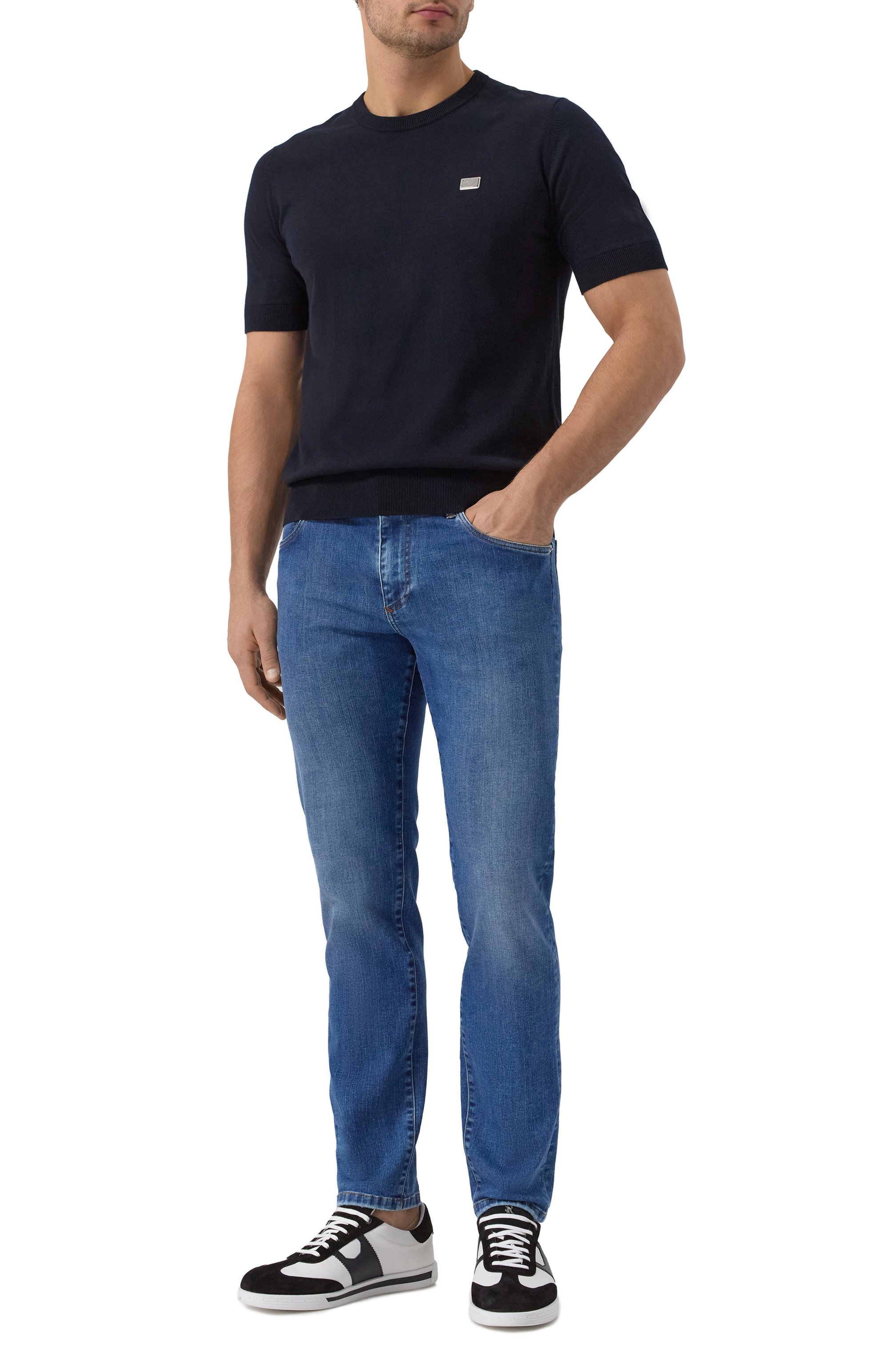 Джинсы slim DOLCE & GABBANA синего цвета по цене 96350 руб., арт. GY07CZ/G8MZ9, фото 2 Джинсы slim DOLCE & GABBANA, арт. GY07CZ/G8MZ9, фото 2