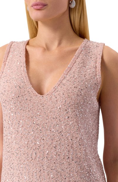Топ с отделкой пайетками WEEKEND MAX MARA светло-розового цвета по цене 26050 руб., арт. ACAICI, фото 5 Топ с отделкой пайетками WEEKEND MAX MARA, арт. ACAICI, фото 5