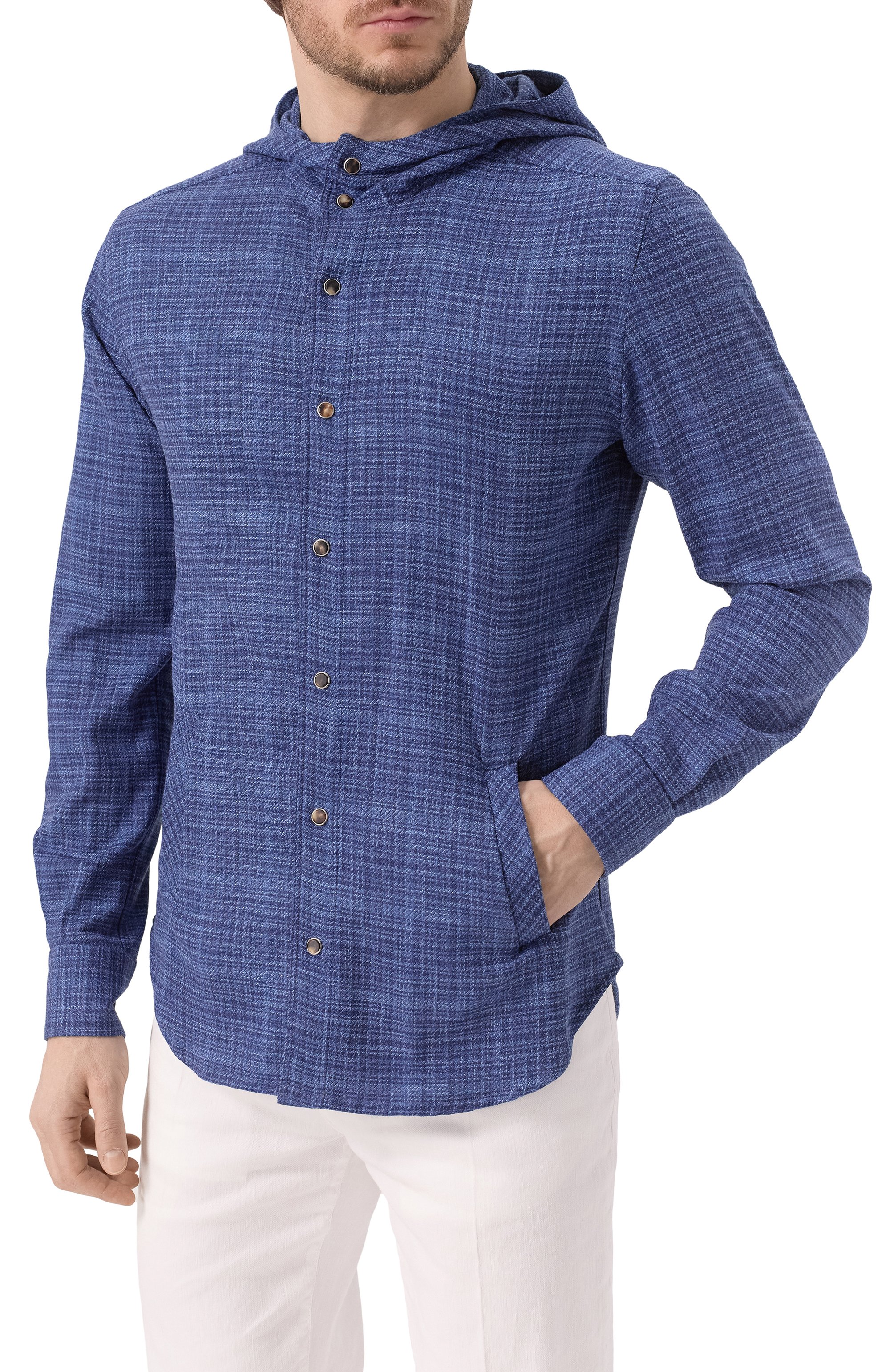 Рубашка из шерсти и шелка KITON синего цвета по цене 149000 руб., арт. UMCMARK0617E14, фото 3 Рубашка из шерсти и шелка KITON, арт. UMCMARK0617E14, фото 3