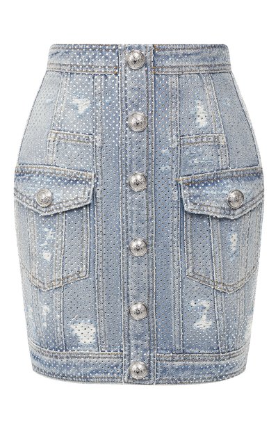 Женская джинсовая мини-юбка BALMAIN, арт. RF04177/D048