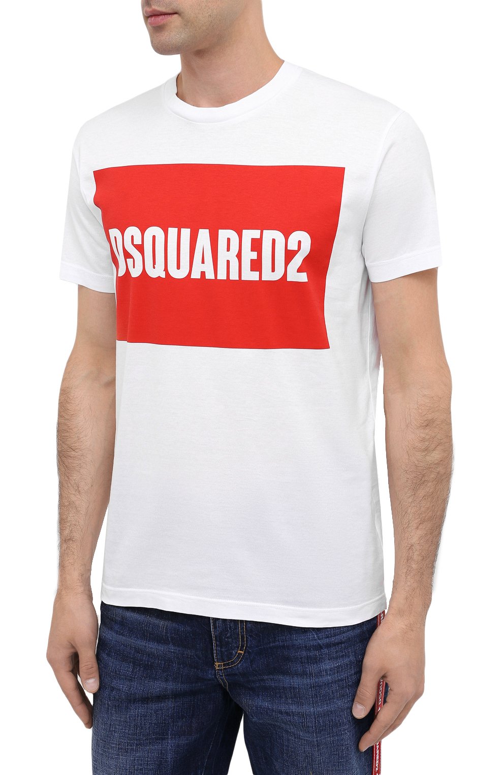 Мужская хлопковая футболка DSQUARED2 белого цвета, арт. S74GD0720/S22427 | Фото 3 (Рукава: Короткие; Длина (для топов): Стандартные; Стили: Гранж; Принт: С принтом; Мужское Кросс-КТ: Футболка-одежда; Материал сплава: Проставлено; Материал внешний: Хлопок; Драгоценные камни: Проставлено; Размерность: Маломерит)