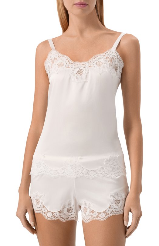 Топ из шелка и хлопка Dolce & Gabbana 07A00T/0N013 Белый  07A00T/0N013 Фото 3