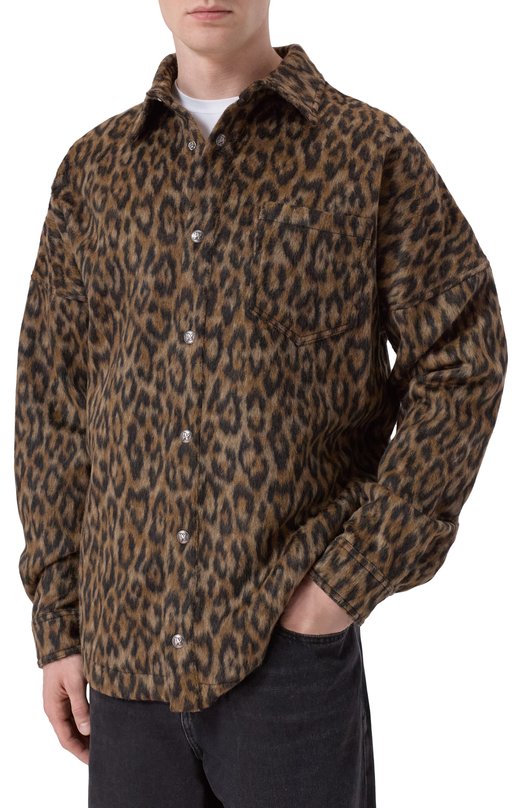 Куртка-рубашка Palm Angels PMES002F25FAB001 Леопардовый  PMES002F25FAB001 Фото 3