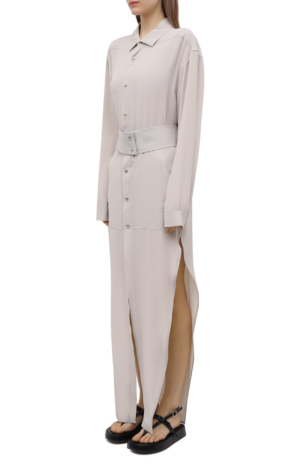Платье RICK OWENS светло-серого цвета по цене 150500 руб., арт. RP21S3908/CC, фото 3 Платье RICK OWENS, арт. RP21S3908/CC, фото 3