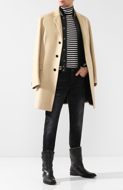 Кожаные сапоги на молнии с внутренней меховой отделкой SAINT LAURENT, арт. 534702/0RT00, фото 2