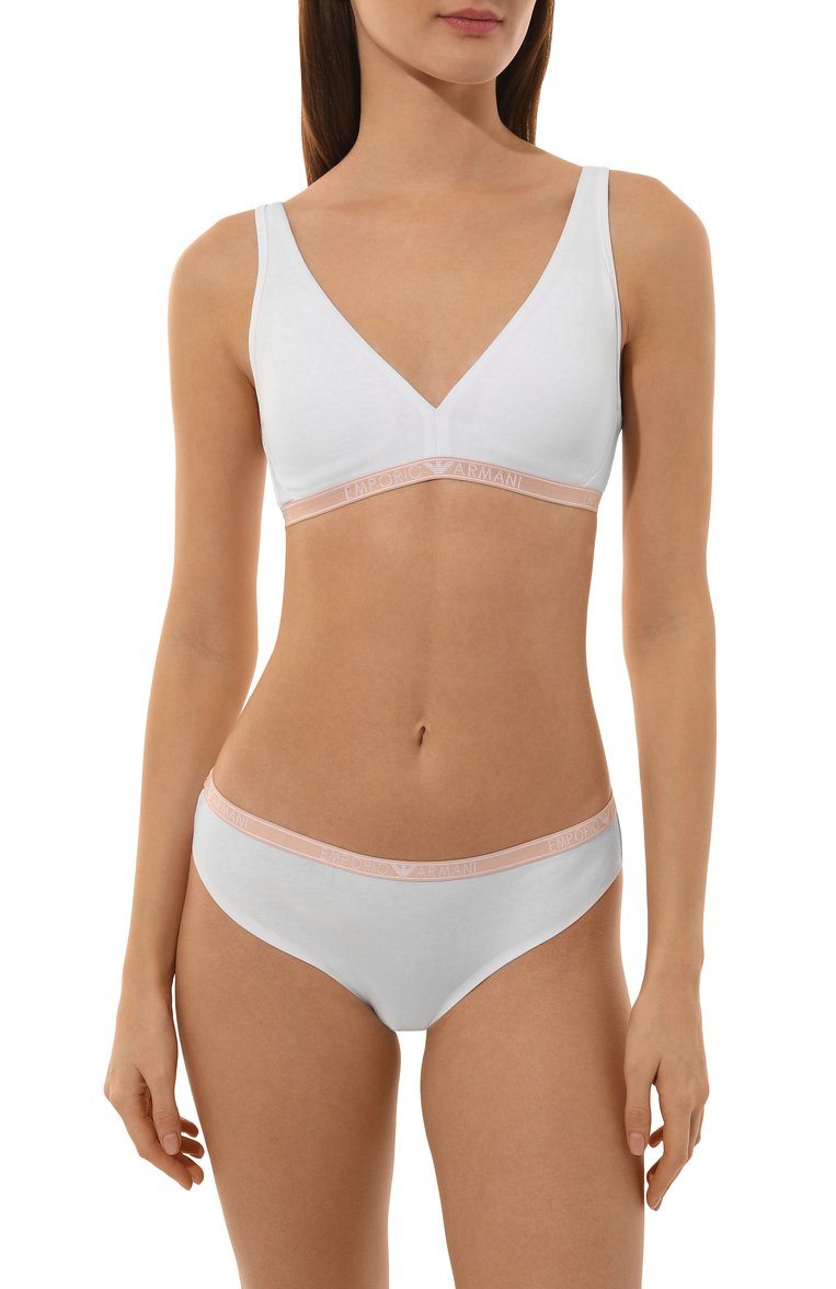 Женские комплект из двух трусов-слипов EMPORIO ARMANI белого цвета, арт. 163334/4F223 | Фото 2 (Материал сплава: Проставлено; Нос: Не проставлено; Материал внешний: Хлопок)