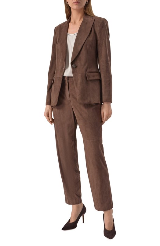 Замшевый жакет Brunello Cucinelli MPCLF208XP Коричневый  MPCLF208XP Фото 2