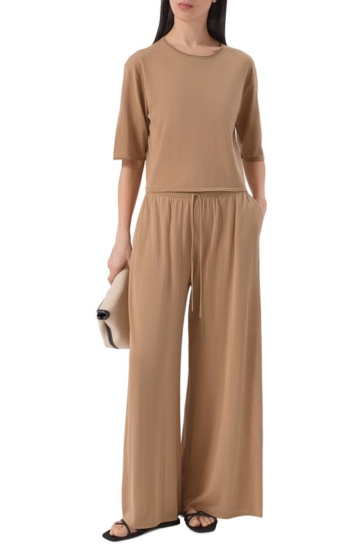 Брюки из шелка и хлопка 12 STOREEZ 136914 Бежевый  136914 Фото 2