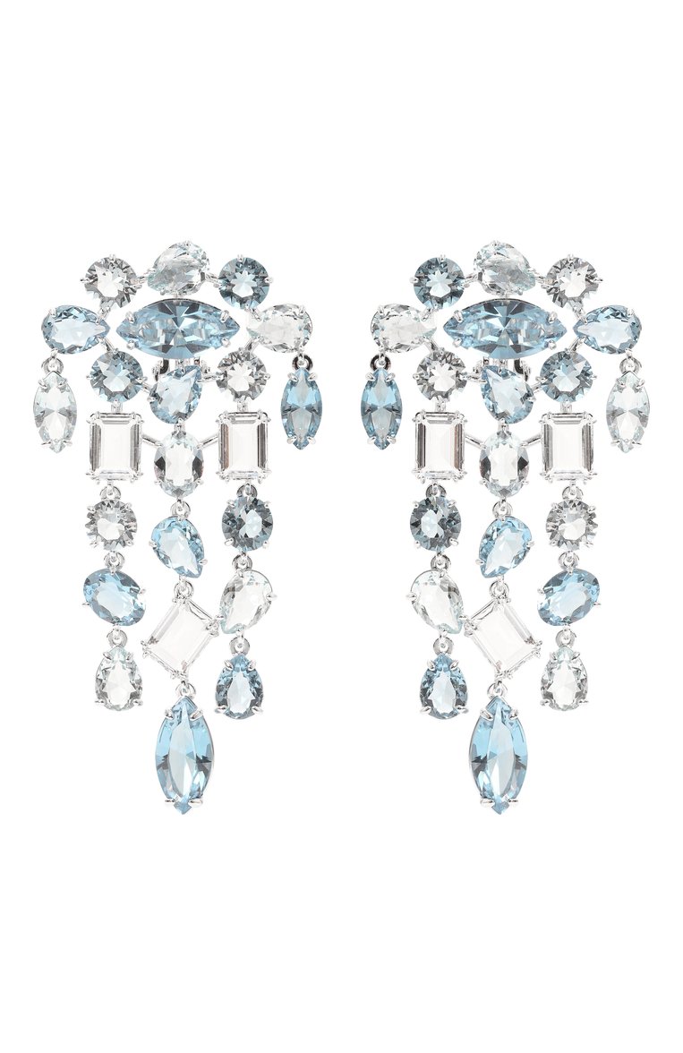 Женская клипсы gema SWAROVSKI голубого цвета, арт. 5666015 | Фото 1 (Нос: Не проставлено; Материал сплава: Проставлено; Материал: Кристаллы, Металл; Женское Кросс-КТ: Клипсы-серьги)