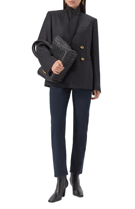 Женские джинсы KITON темно-синего цвета, арт. DJ54101K0928F05 | Фото 2 (Драгоценные камни: Проставлено; Материал внешний: Хлопок; Материал сплава: Проставлено; Длина (брюки, джинсы): Стандартные)