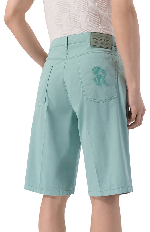 Шорты из хлопка и шелка Stefano Ricci M8T6100081/TFANT Зелёный  M8T6100081/TFANT Фото 4