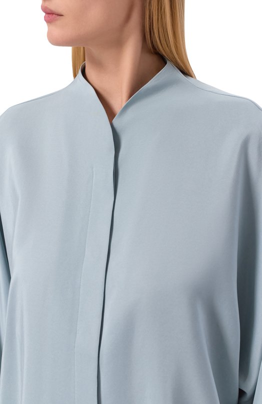 Шелковая блузка 12 STOREEZ 136070 Голубой  136070 Фото 5