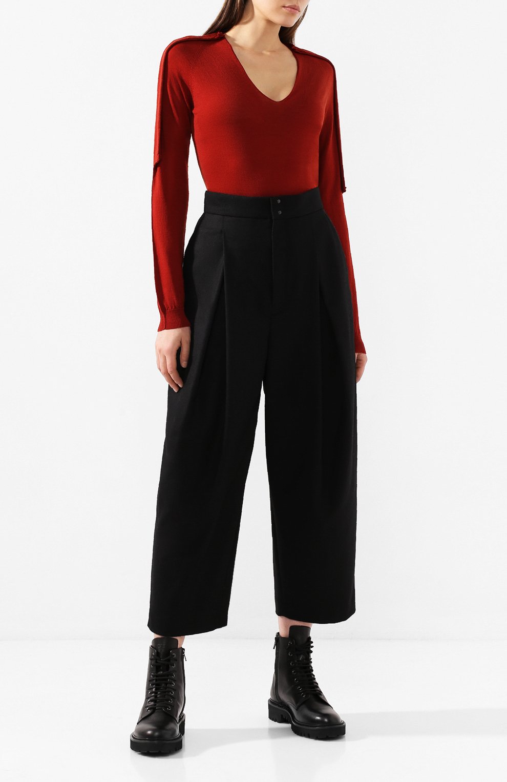 Шерстяной пуловер RICK OWENS бордового цвета по цене 62200 руб., арт. R019F5693/M, фото 2 Шерстяной пуловер RICK OWENS, арт. R019F5693/M, фото 2