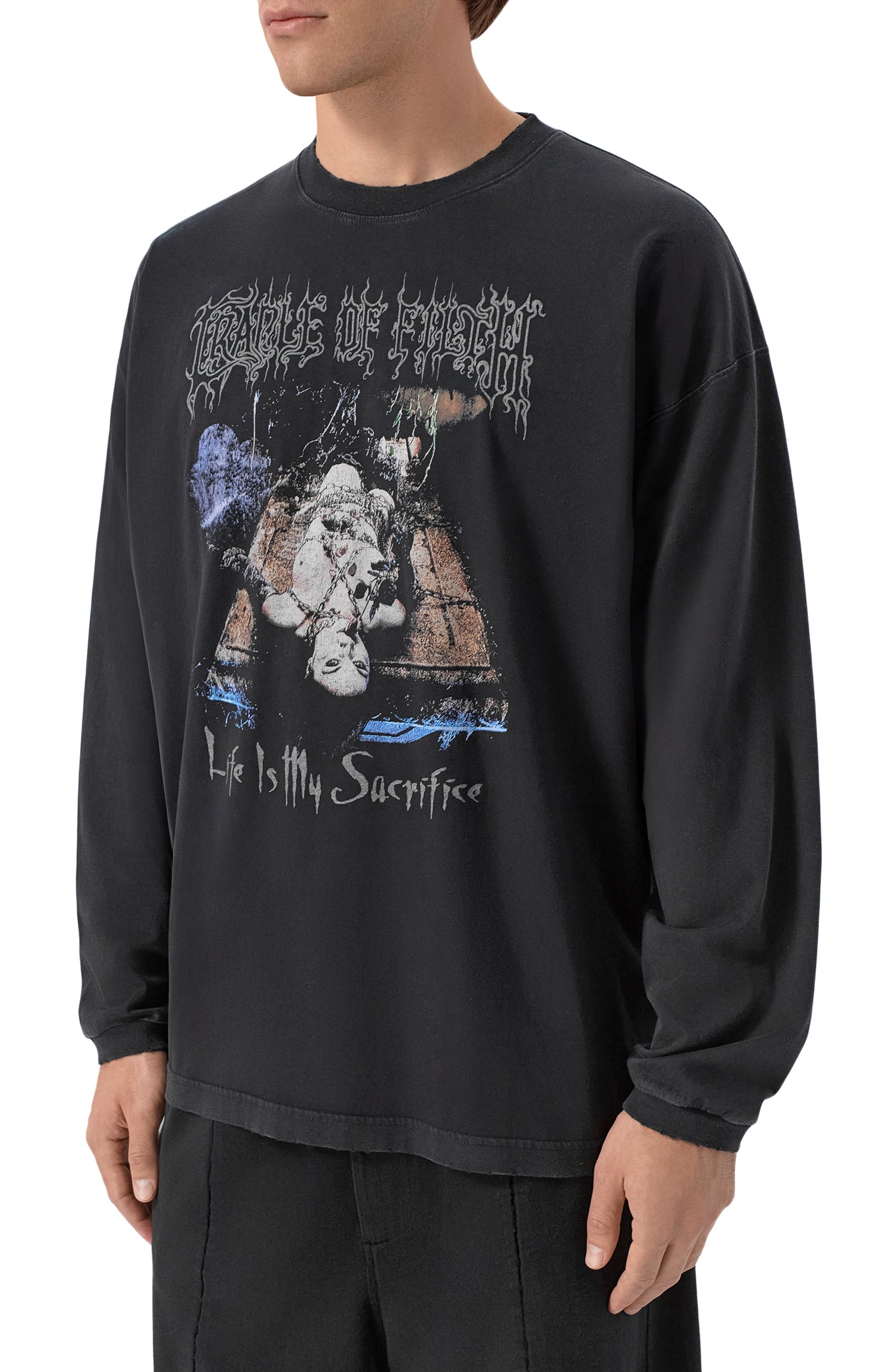 Хлопковый лонгслив VETEMENTS черного цвета по цене 109500 руб., арт. MH27LS206B, фото 3 Хлопковый лонгслив VETEMENTS, арт. MH27LS206B, фото 3
