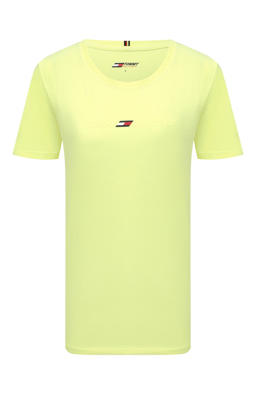 Хлопковая футболка TOMMY HILFIGER зеленого цвета по цене 4490 руб., арт. S10S101181, фото 1 Хлопковая футболка TOMMY HILFIGER, арт. S10S101181, фото 1