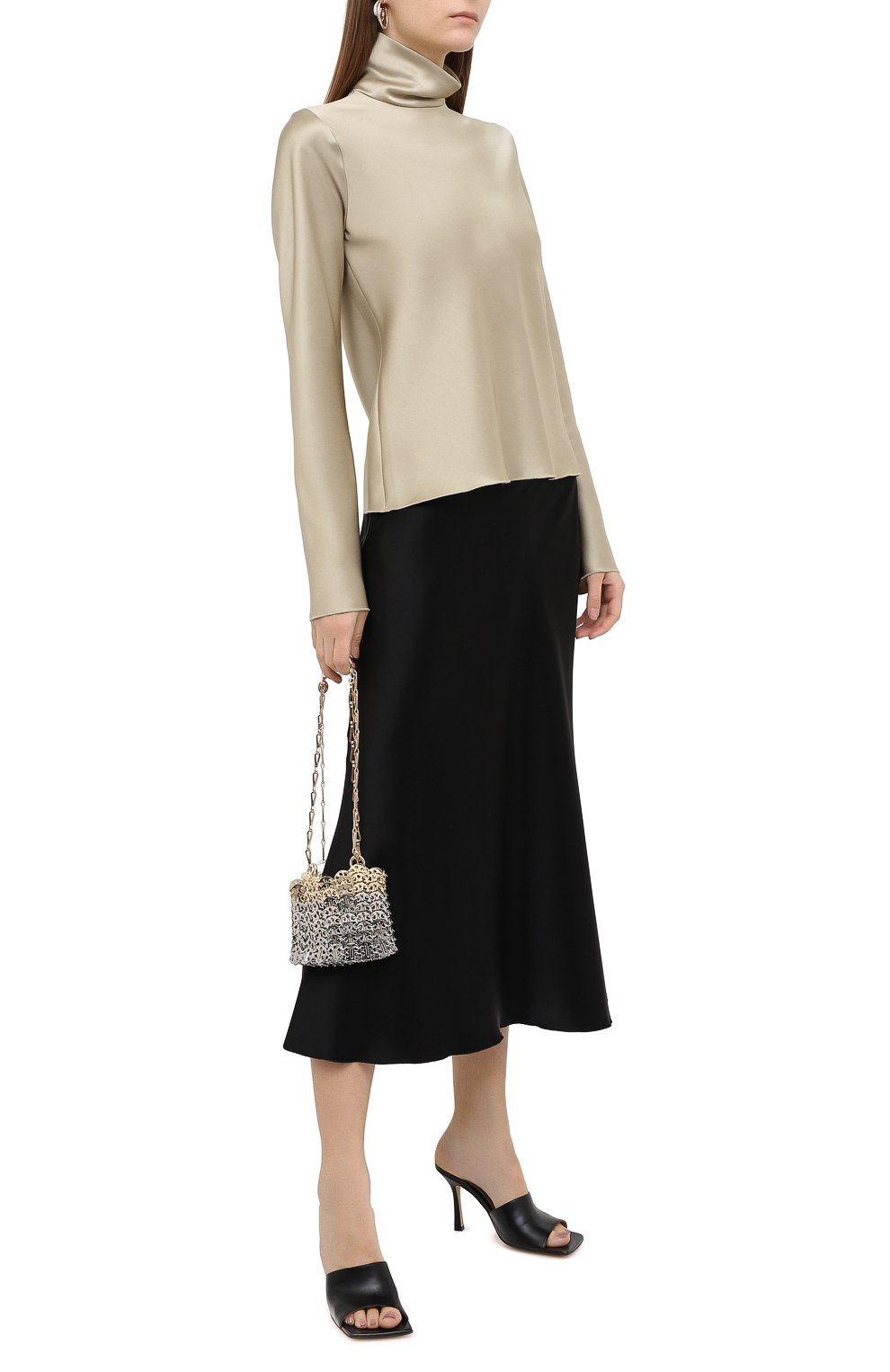 Блузка NANUSHKA бежевого цвета по цене 42550 руб., арт. EVA_SAGE_SLIP SATIN, фото 2 Блузка NANUSHKA, арт. EVA_SAGE_SLIP SATIN, фото 2