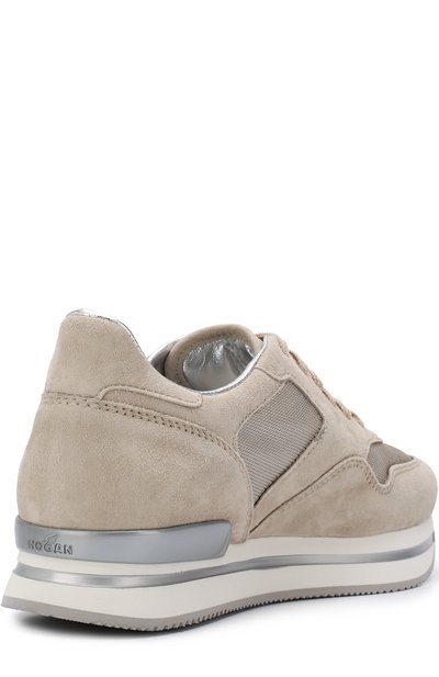 Комбинированные кроссовки на шнуровке HOGAN бежевого цвета по цене 44550 руб., арт. HXW2220N62DFI70KL4, фото 4 Комбинированные кроссовки на шнуровке HOGAN, арт. HXW2220N62DFI70KL4, фото 4