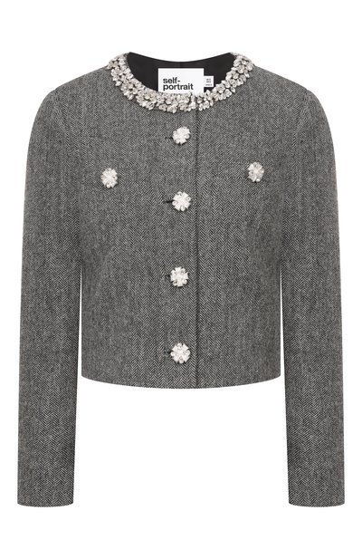 Женский жакет с отделкой стразами SELF-PORTRAIT, арт. RS26038JAGR