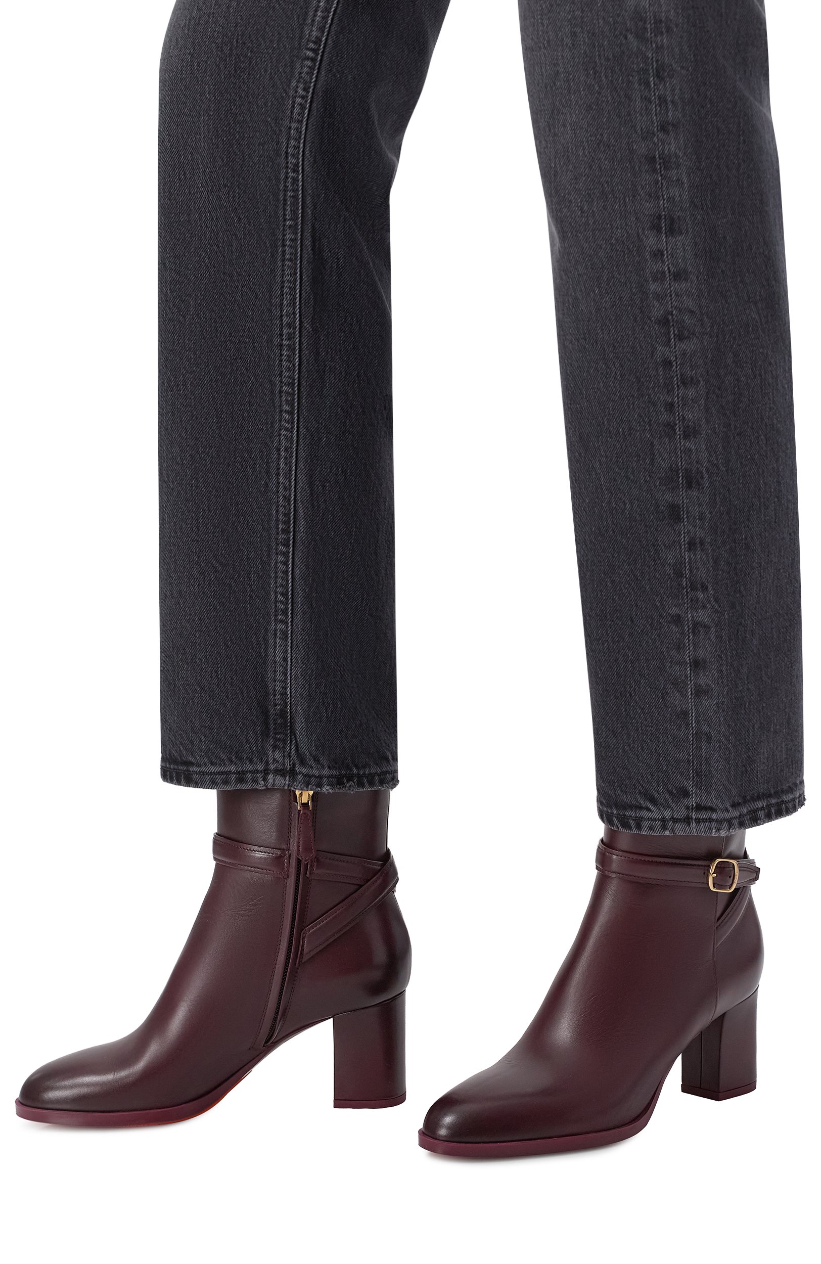 Кожаные ботильоны SANTONI темно-бордового цвета по цене 132500 руб., арт. WTDG72381SYRNDYL, фото 2 Кожаные ботильоны SANTONI, арт. WTDG72381SYRNDYL, фото 2