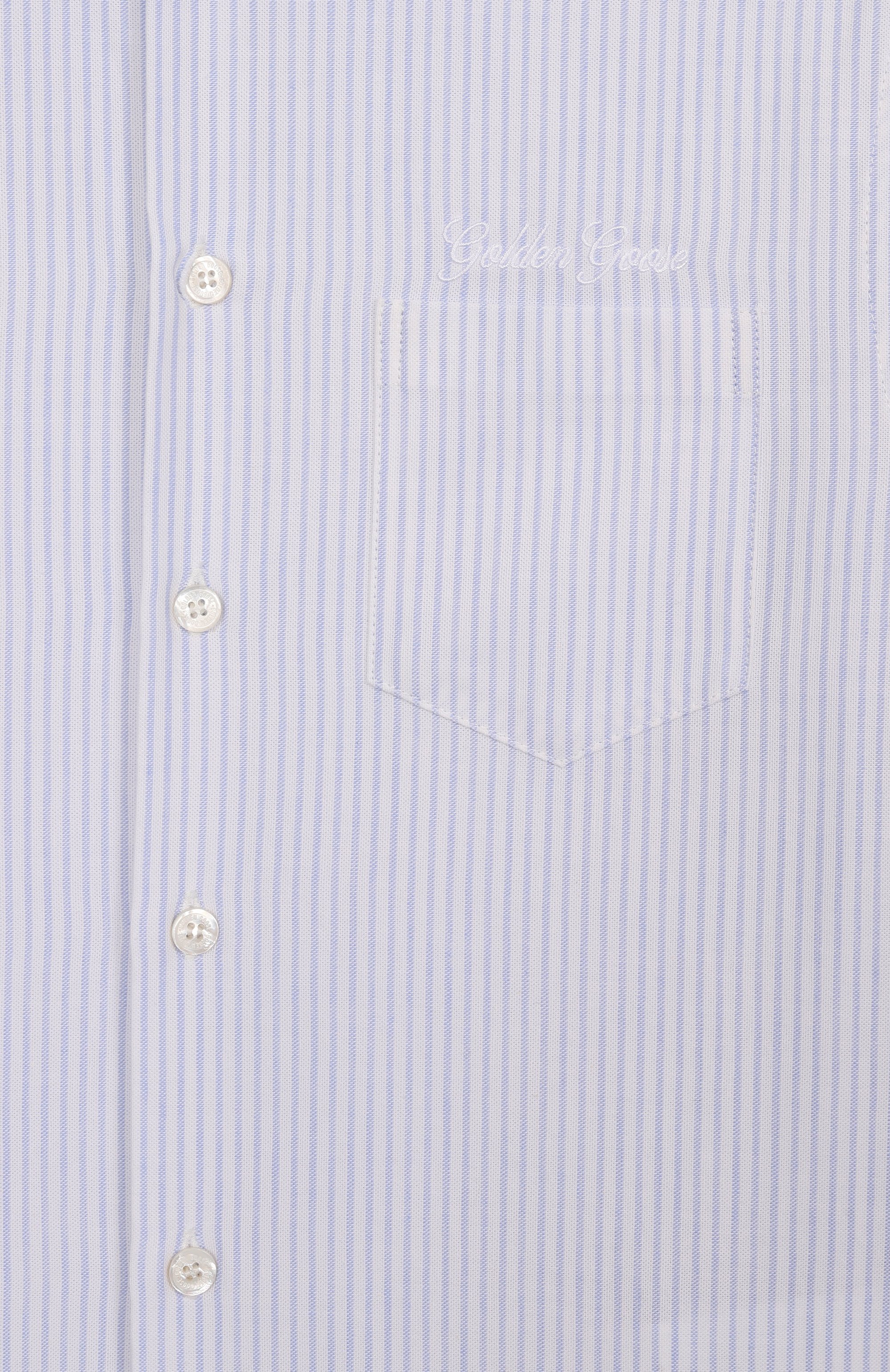 Хлопковая рубашка GOLDEN GOOSE DELUXE BRAND голубого цвета по цене 22950 руб., арт. GKP01397.P002296, фото 3 Хлопковая рубашка GOLDEN GOOSE DELUXE BRAND, арт. GKP01397.P002296, фото 3