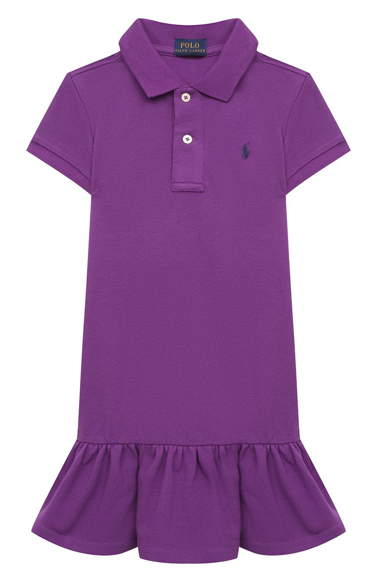 Детское хлопковое платье POLO RALPH LAUREN фиолетового цвета, арт. 311812021 | Фото 1 (Материал внешний: Хлопок; Рукава: Короткие; Материал сплава: Проставлено; Драгоценные камни: Проставлено; Случай: Повседневный; Ростовка одежда: 2 года | 92 см, 3 года | 98 см, 4 года | 104 см)