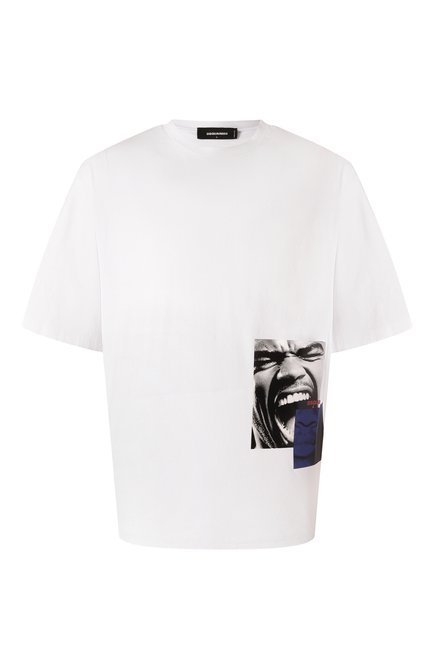 Мужская хлопковая футболка DSQUARED2 белого цвета, арт. S71GD1537/D20020 | Фото 1 (Рукава: 3/4; Длина (для топов): Стандартные; Материал внешний: Хлопок; Драгоценные камни: Проставлено; Материал сплава: Проставлено)
