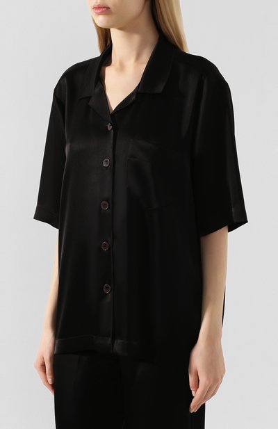 Блузка NANUSHKA черного цвета по цене 43500 руб., арт. NARAZ_BLACK_SLIP SATIN, фото 3 Блузка NANUSHKA, арт. NARAZ_BLACK_SLIP SATIN, фото 3