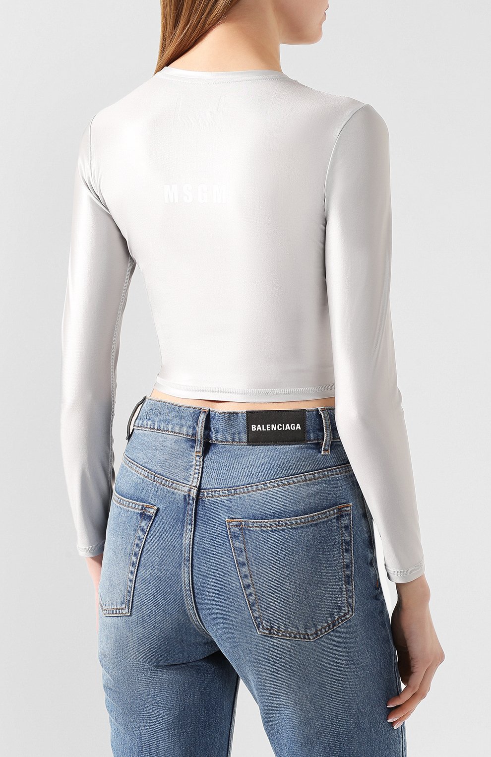 Лонгслив MSGM серебряного цвета по цене 8435 руб., арт. 2845MDM02 207231, фото 4 Лонгслив MSGM, арт. 2845MDM02 207231, фото 4