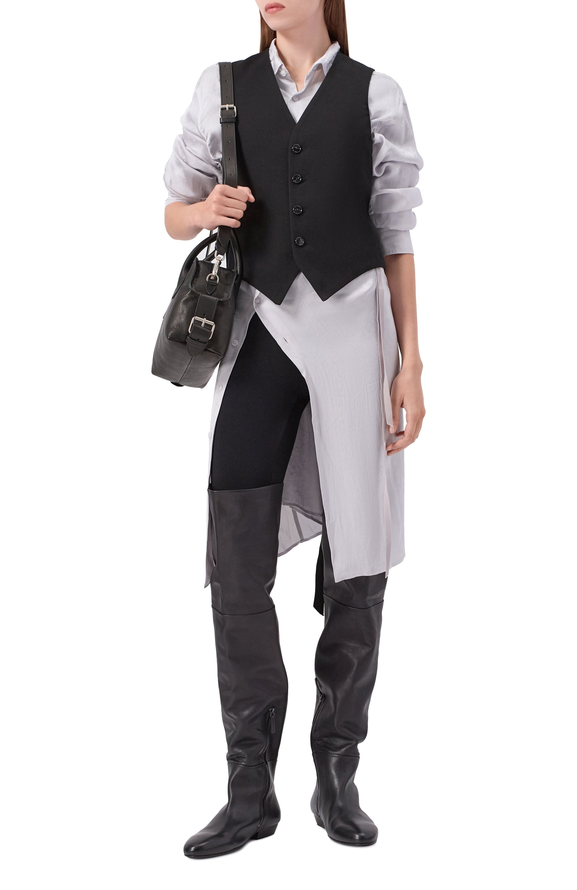 Хлопковый жилет ANN DEMEULEMEESTER черного цвета по цене 98850 руб., арт. B0013555/FA696, фото 2 Хлопковый жилет ANN DEMEULEMEESTER, арт. B0013555/FA696, фото 2