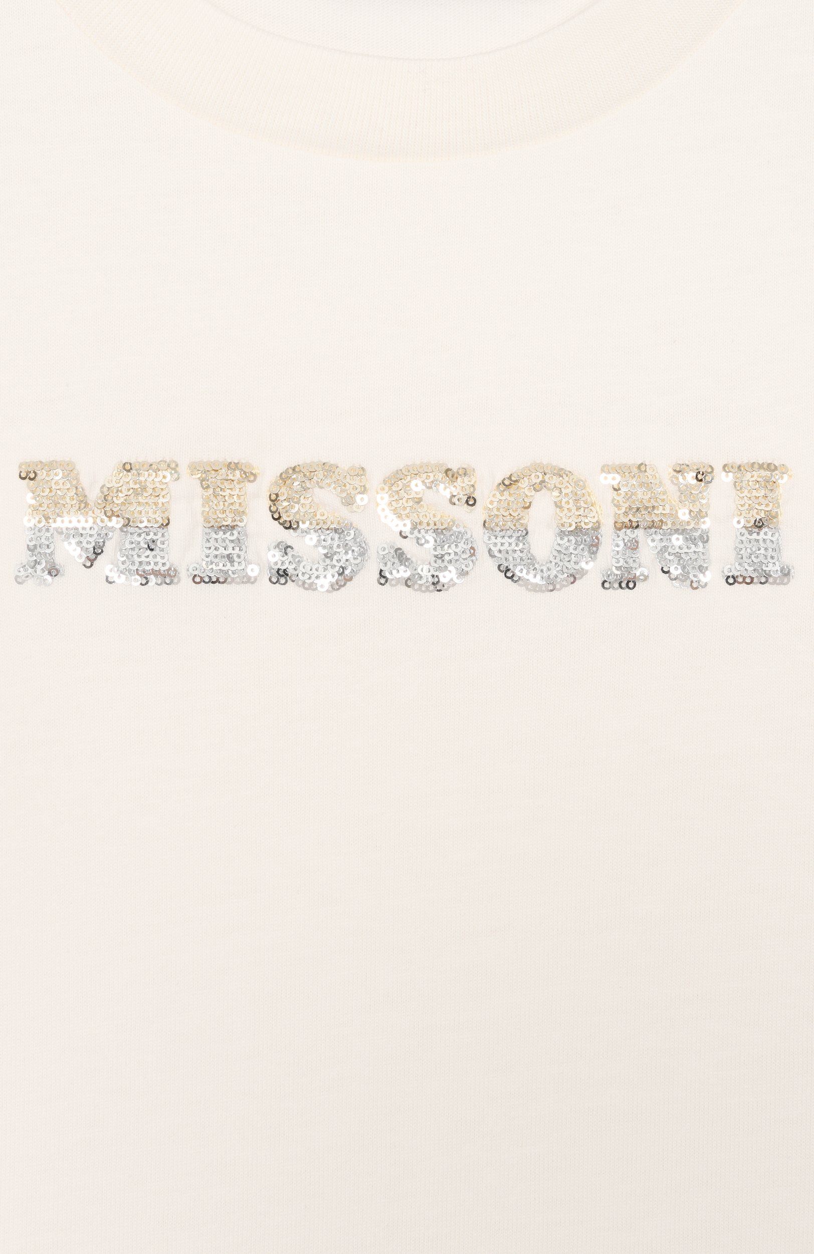 Хлопковая футболка MISSONI молочного цвета по цене 15250 руб., арт. MZ8A91/Z3672_001, фото 3 Хлопковая футболка MISSONI, арт. MZ8A91/Z3672_001, фото 3