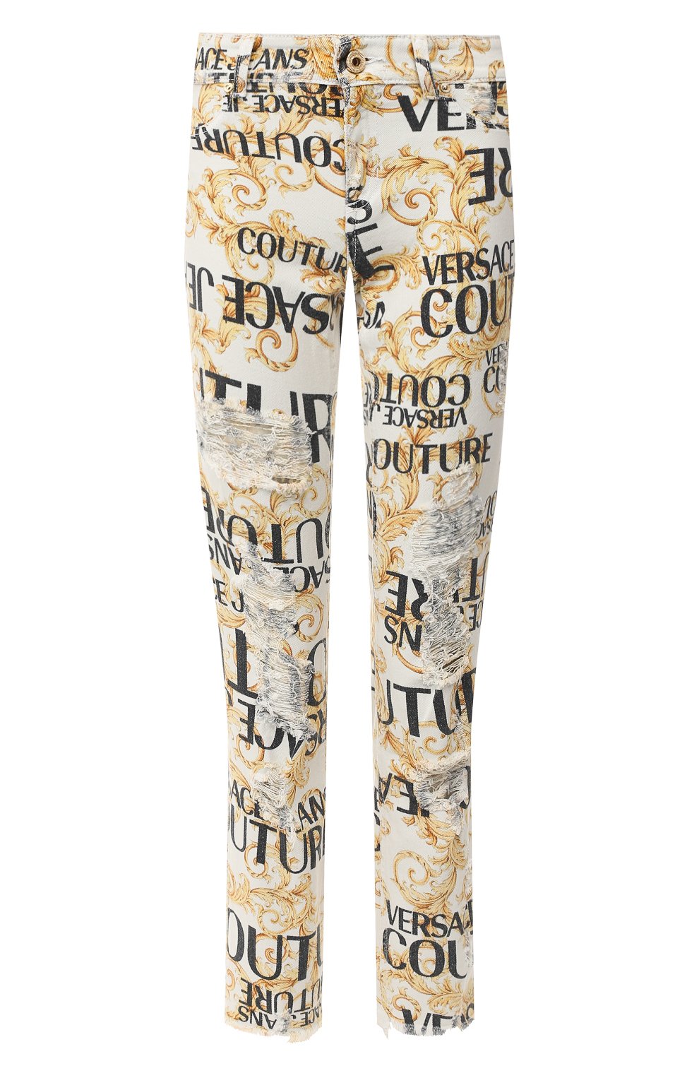 Джинсы с принтом VERSACE JEANS COUTURE белого цвета по цене 38700 руб., арт. A1HUA0J0-UDP504C/SH13V, фото 1 Джинсы с принтом VERSACE JEANS COUTURE, арт. A1HUA0J0-UDP504C/SH13V, фото 1
