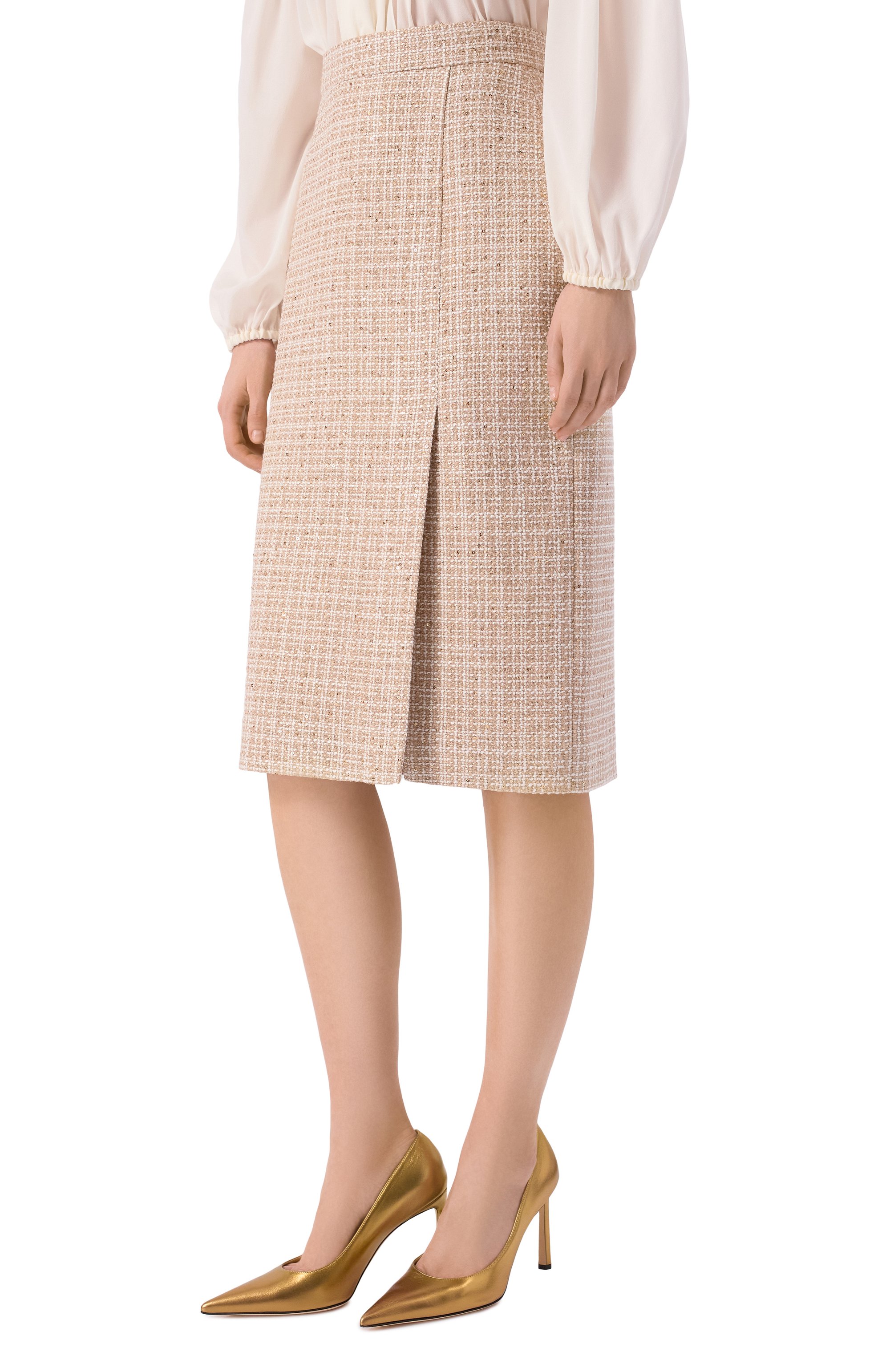 Твидовая юбка ELIE SAAB бежевого цвета по цене 156500 руб., арт. SK263NR26/TW008, фото 3 Твидовая юбка ELIE SAAB, арт. SK263NR26/TW008, фото 3