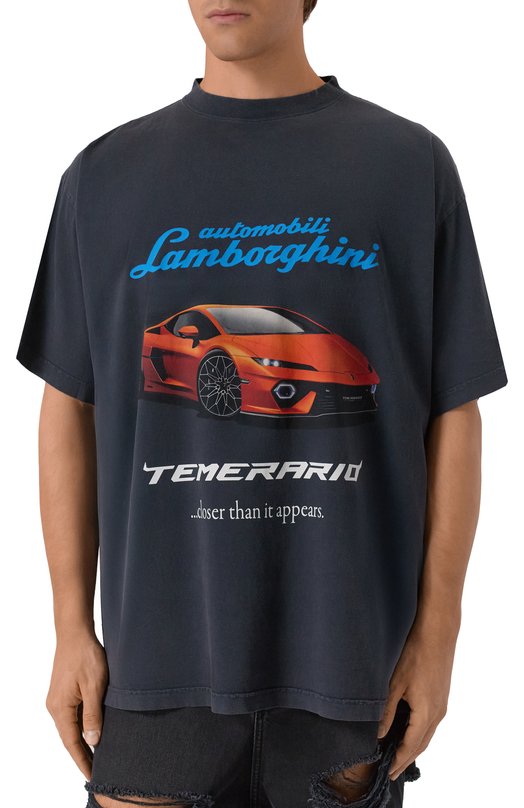Хлопковая футболка Balenciaga x Automobili Lamborghini Balenciaga 831305/TSVP9 Серый  831305/TSVP9 Фото 3