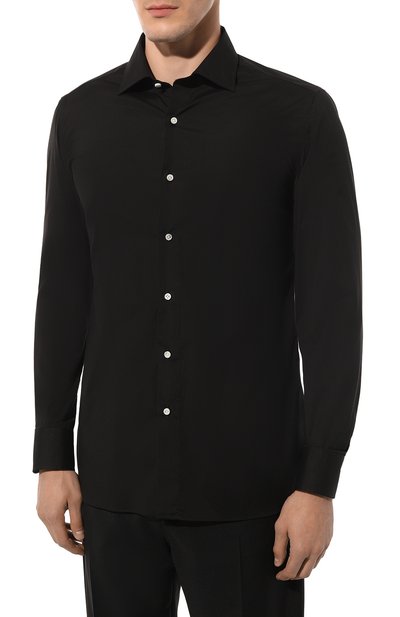 Хлопковая сорочка LUIGI BORRELLI черного цвета по цене 38950 руб., арт. PS40074, фото 3 Хлопковая сорочка LUIGI BORRELLI, арт. PS40074, фото 3