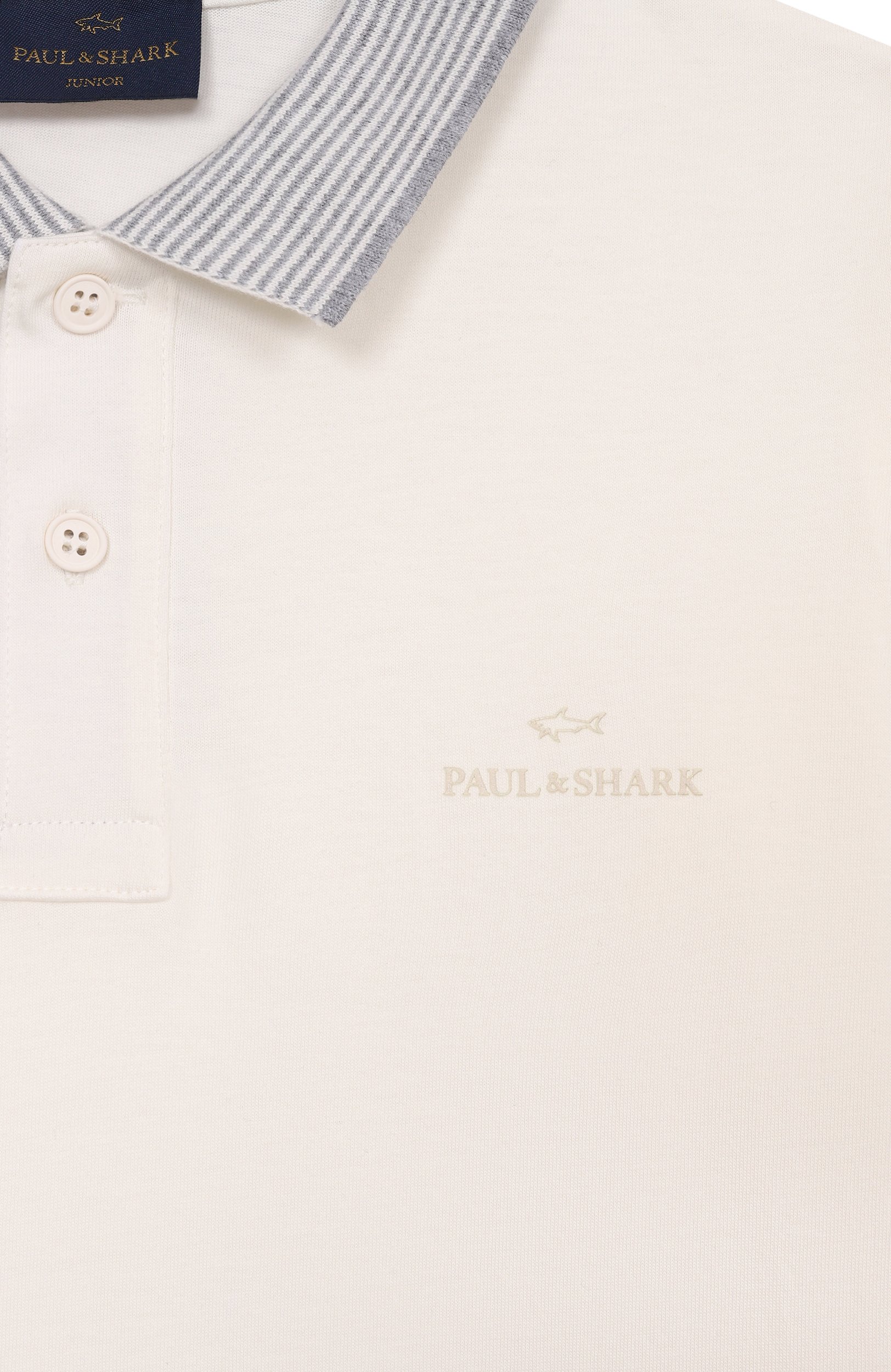 Хлопковое поло PAUL & SHARK JUNIOR кремового цвета по цене 15850 руб., арт. WU0002/LAA01_001, фото 3 Хлопковое поло PAUL & SHARK JUNIOR, арт. WU0002/LAA01_001, фото 3
