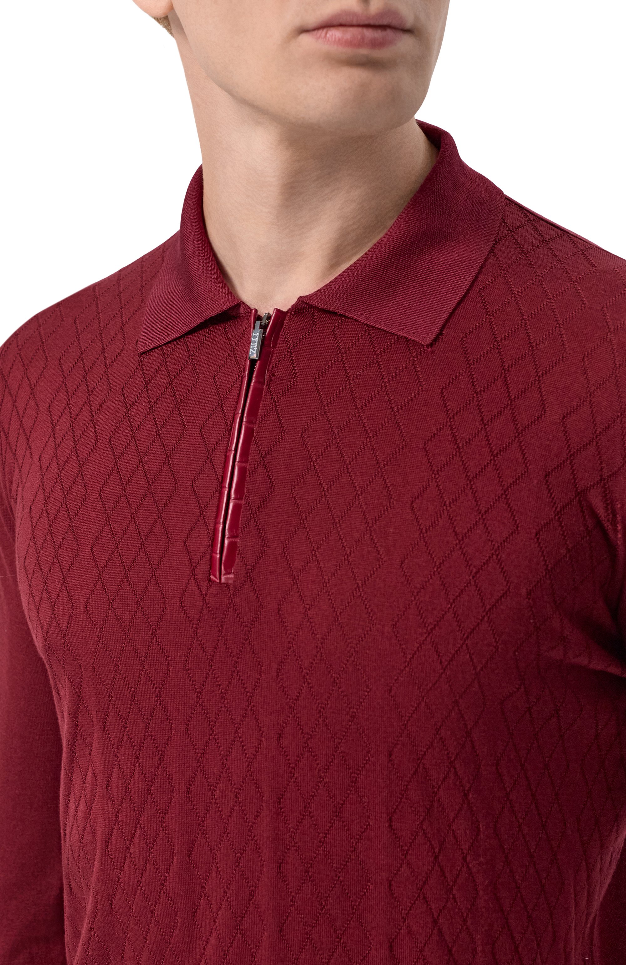 Шелковое поло с отделкой из кожи аллигатора ZILLI, арт. KZP001M0641VZARG0, фото 5