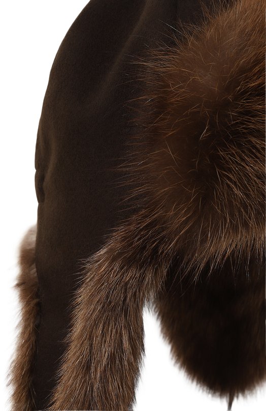 Шапка-ушанка Бруклин с мехом фишера FurLand 0130909710004300066 Коричневый  0130909710004300066 Фото 3