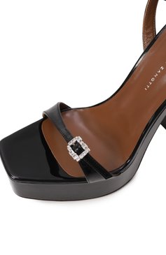Женские лакированные босоножки himari GIUSEPPE ZANOTTI DESIGN черного цвета, арт. E500013 | Фото 7 (Материал внутренний: Натуральная кожа; Материал сплава: Проставлено; Материал внешний: Натуральная кожа; Каблук высота: Высокий; Подошва: Платформа; Драгоценные камни: Проставлено; Каблук тип: Устойчивый)