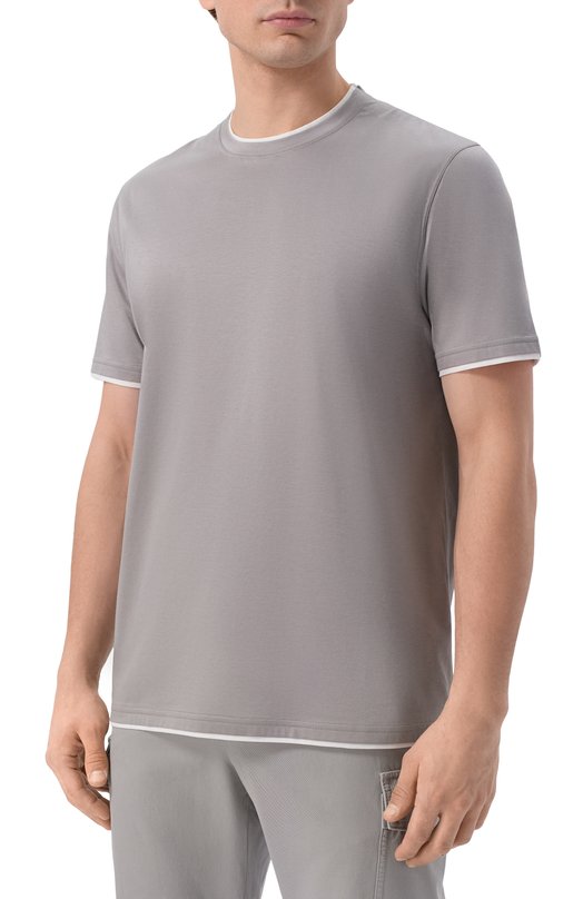 Хлопковая футболка Kiton UMK0970 Серый  UMK0970 Фото 3