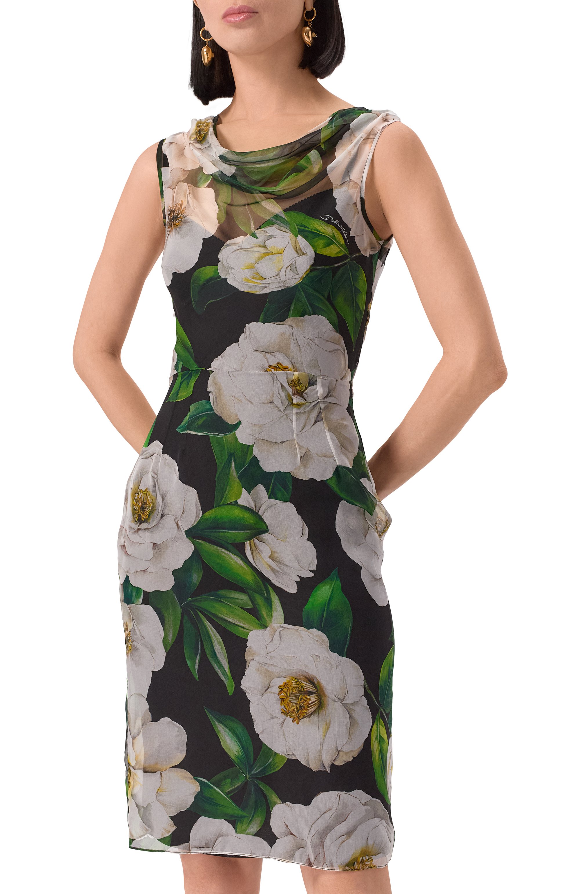 Шелковое платье DOLCE & GABBANA черного цвета по цене 247500 руб., арт. F6TLBT/IS1XD, фото 3 Шелковое платье DOLCE & GABBANA, арт. F6TLBT/IS1XD, фото 3