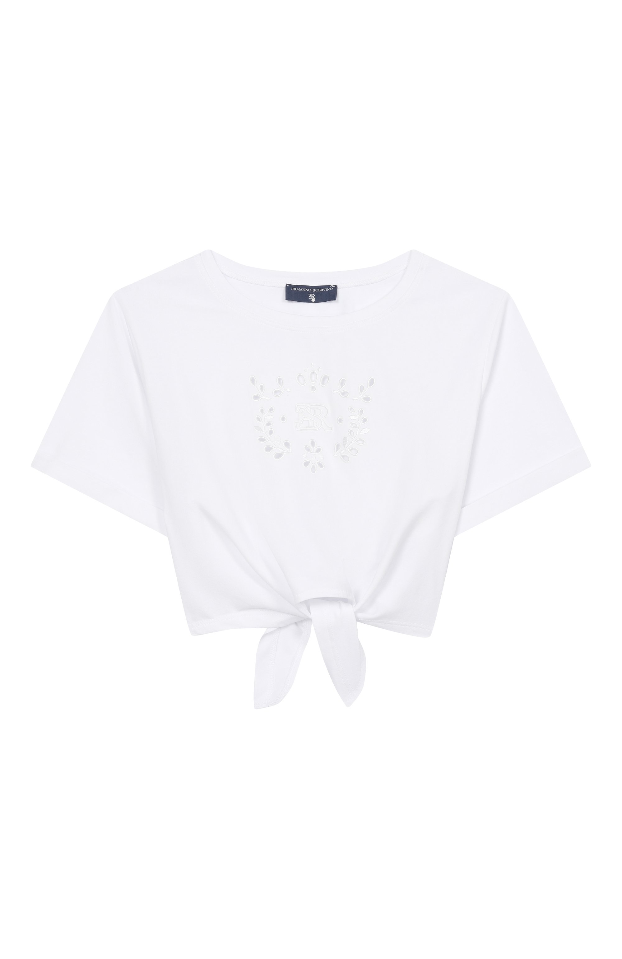 Хлопковая футболка ERMANNO SCERVINO белого цвета по цене 12000 руб., арт. Z1G609, фото 1 Хлопковая футболка ERMANNO SCERVINO, арт. Z1G609, фото 1