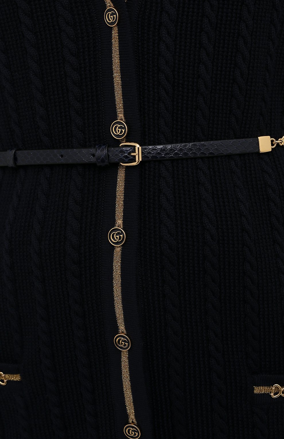Кардиган из шерсти и хлопка GUCCI синего цвета по цене 285120 руб., арт. 653329/XKBV0, фото 5 Кардиган из шерсти и хлопка GUCCI, арт. 653329/XKBV0, фото 5