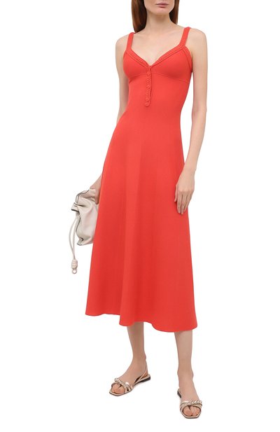 Платье из шелка и хлопка LORO PIANA кораллового цвета по цене 299500 руб., арт. FAL5250, фото 2 Платье из шелка и хлопка LORO PIANA, арт. FAL5250, фото 2