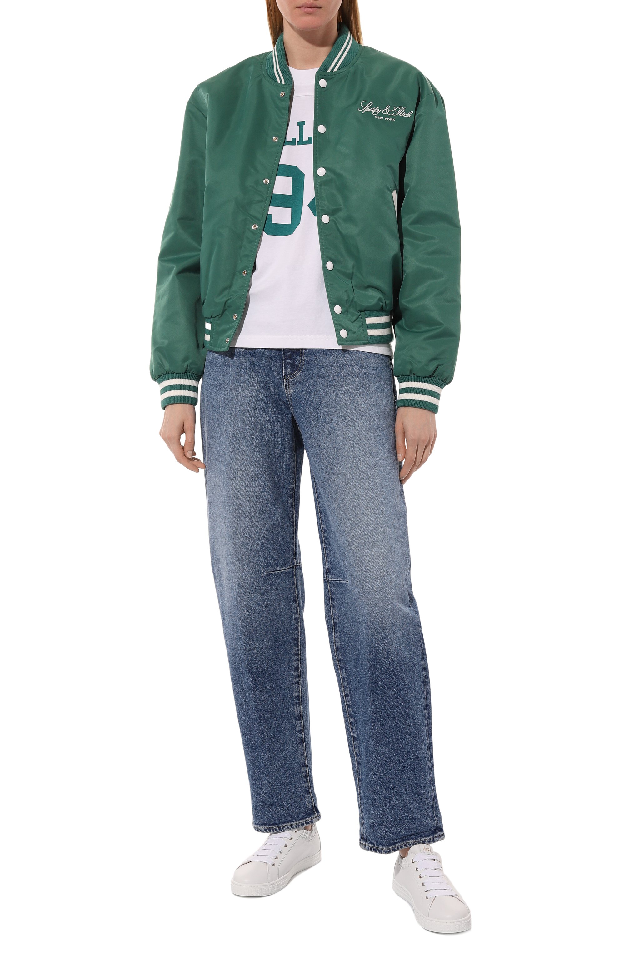 Бомбер SPORTY AND RICH зеленого цвета по цене 69950 руб., арт. JA021516232GR03, фото 2 Бомбер SPORTY AND RICH, арт. JA021516232GR03, фото 2