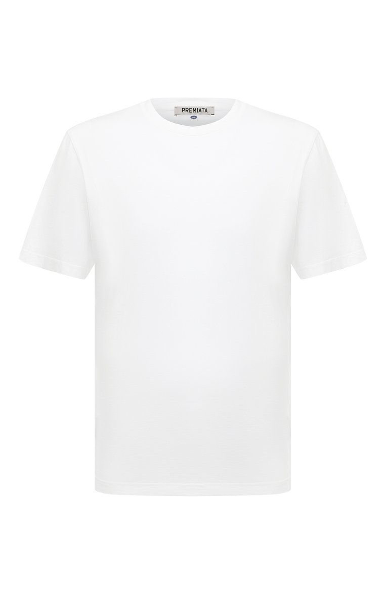 Мужская хлопковая футболка PREMIATA белого цвета, арт. PR-361 | Фото 1 (Принт: Без принта; Рукава: Короткие; Длина (для топов): Стандартные; Материал сплава: Проставлено; Материал внешний: Хлопок; Стили: Спорт-шик; Драгоценные камни: Проставлено)